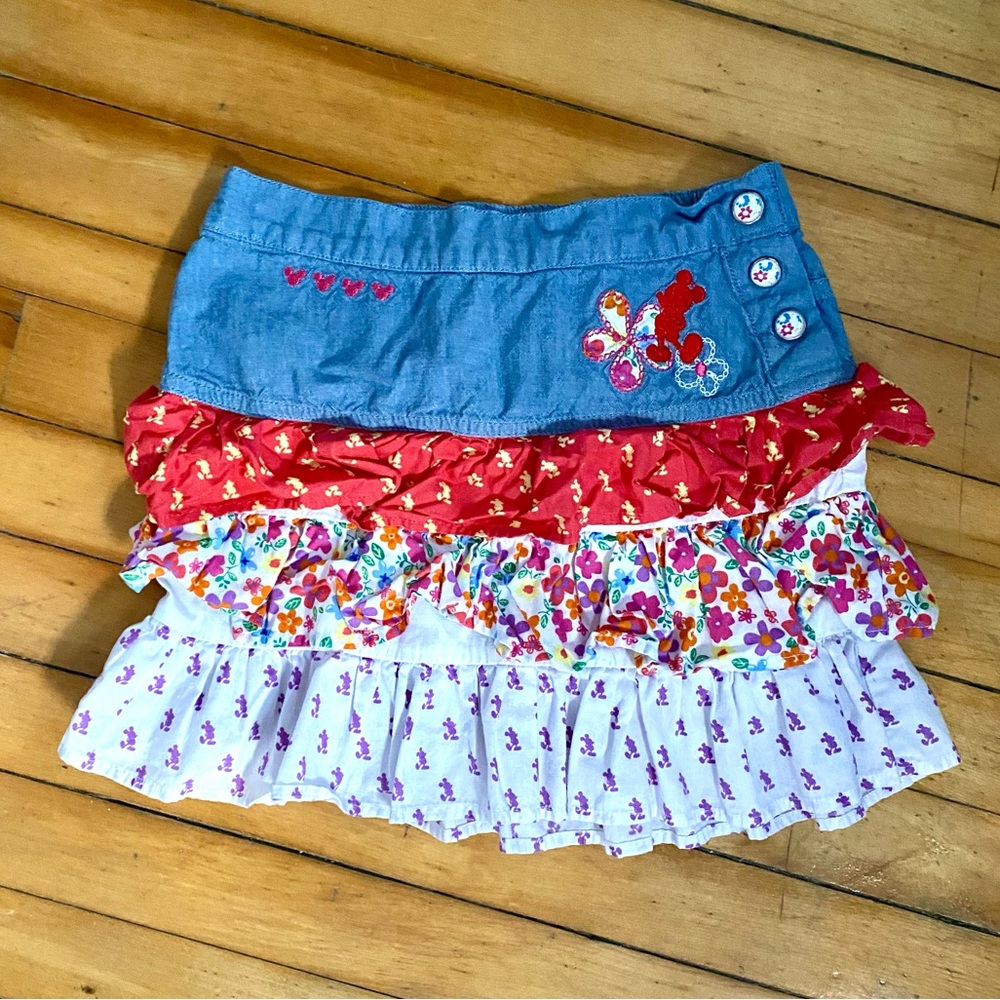 Disney Parks Authentic Original Blue Denim Chambray Skirt with Ruffles Medium